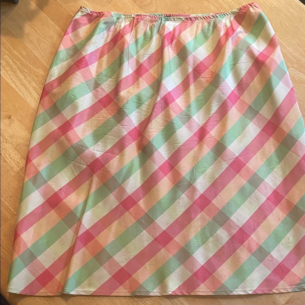 Plaid Pink and Green Women's Size 14 Elasticized Waist Skirt